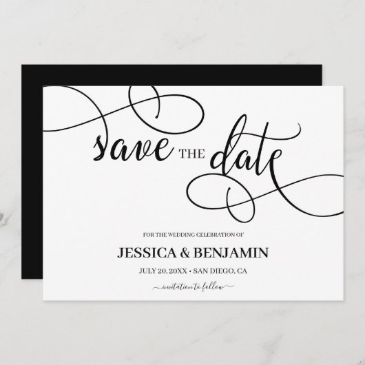 Romantic het Band van het Manuscript van de Callig Save The Date (Voorkant / Achterkant)