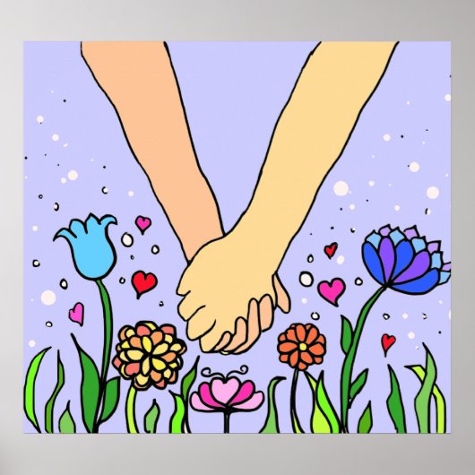 Romantic Holding Hands - afspraakje / verjaardagsc Poster (Voorkant)