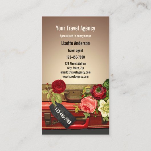 Romantic  Honeymoon Travel Visitekaartje (Achterkant)