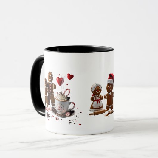 Romantic Hot Cocoa Gingerbread Couple Premium  Mok (Voorkant links)