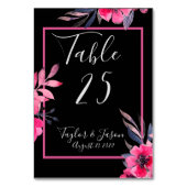 Romantic Hot Pink  Floral Script Weddenschap Kaart (Achterkant)