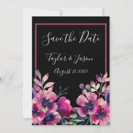 Romantic Hot Pink Floral Script Weddenschap Save The Date