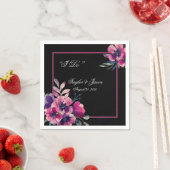 Romantic Hot Pink Floral Script Weddenschap Servet (Insitu)