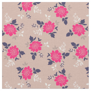 Romantic Hot Roze Beige Floral Pattern Stof