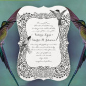 Romantic Hummingbird Black en White Pattern Kaart