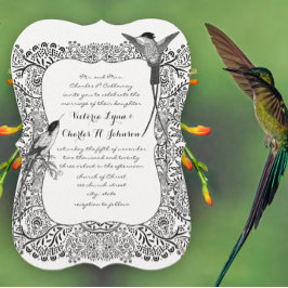 Romantic Hummingbird Black en White Pattern Kaart