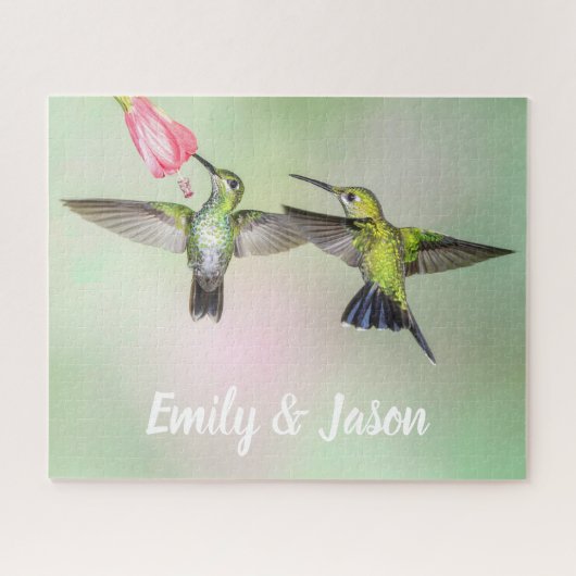 Romantic Hummingbird Couple op maat Legpuzzel (Horizontaal)