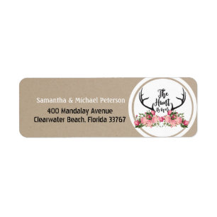 Romantic Hunt is over Rustic Antler Floral Wedding Etiket