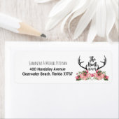 Romantic Hunt is over Rustic Antler Floral Wedding Etiket (Insitu)