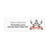 Romantic Hunt is over Rustic Antler Floral Wedding Etiket (Voorkant)