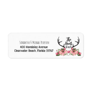 Romantic Hunt is over Rustic Antler Floral Wedding Etiket