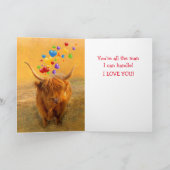 Romantic Husband Highland Steer Valentijns Holida Feestdagen Kaart (Binnen)