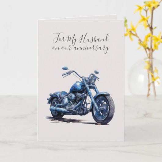 Romantic I Love You Anniversary Blue Motorcycle Kaart (Gele Bloem)