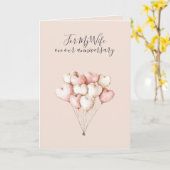 Romantic I Love You Anniversary Pink Hearts Kaart (Gele Bloem)