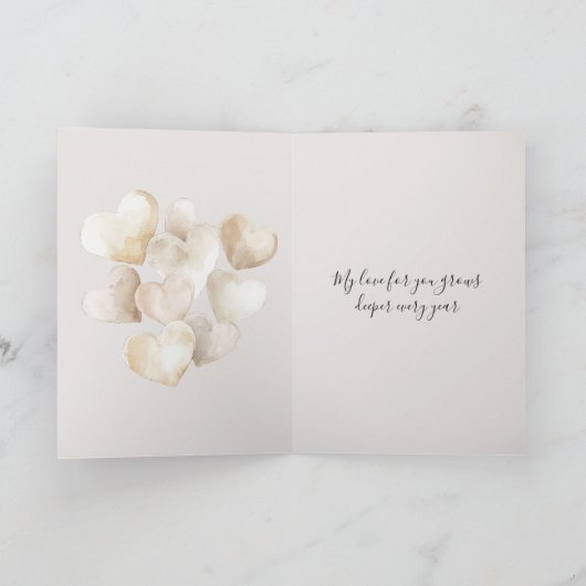 Romantic I Love You Anniversary Warm Stone Hearts Kaart (Binnen)
