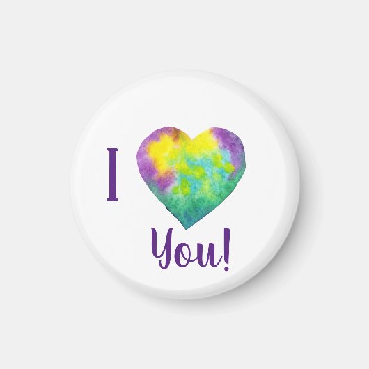 Romantic I love you Bright Hearts Birthday Magneet (Voorkant)