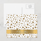 Romantic "I Love You" gouden faux glitter harten Briefkaart (Voorkant / Achterkant)