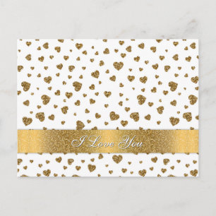 Romantic "I Love You" gouden faux glitter harten Briefkaart