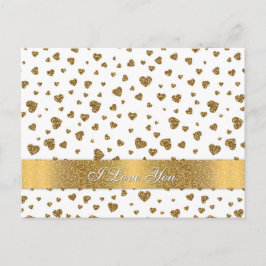 Romantic "I Love You" gouden faux glitter harten Briefkaart