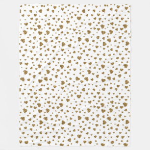 Romantic "I Love You" gouden faux glitter harten Fleece Deken
