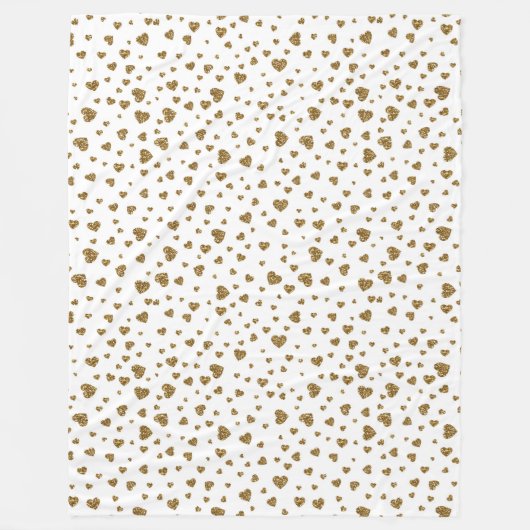 Romantic "I Love You" gouden faux glitter harten Fleece Deken (Voorkant)