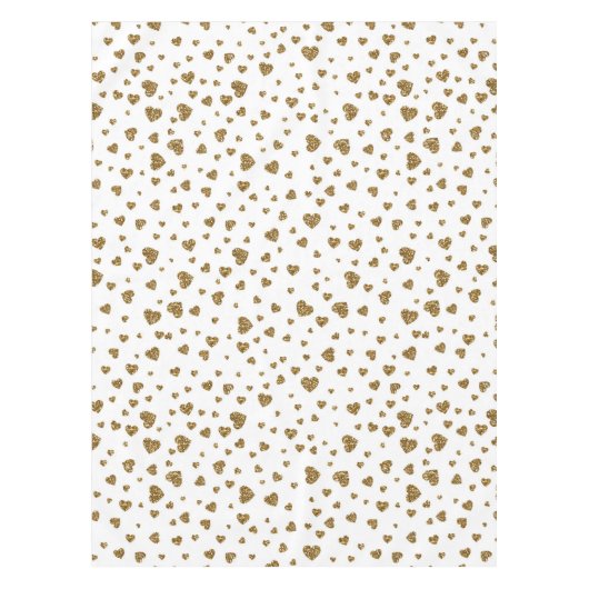 Romantic "I Love You" gouden faux glitter harten Tafelkleed (Voorkant)