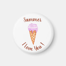 Romantic I love you Ice Cream Birthday Magnet