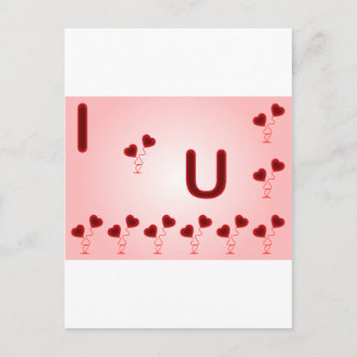 Romantic I Love You illustration with red hararts Briefkaart
