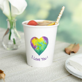 Romantic  I Love You Purple Heart Birthday Papieren Bekers
