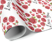 Romantic I Love You Red Roses Hearts Wrapping Pape Cadeaupapier (Rol Hoek)