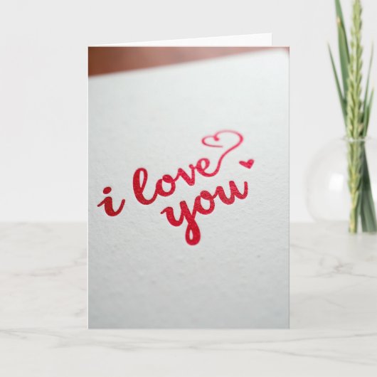 Romantic I Love You Script Glitter Card Kaart (Voorkant)