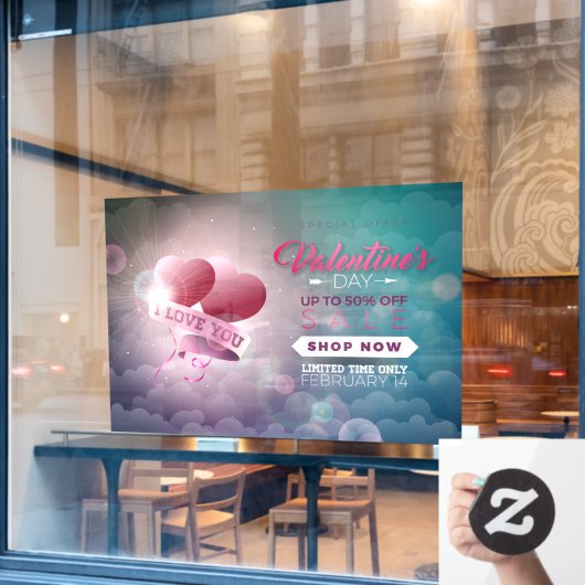 Romantic I Love You Valentijnsdag Limited Sale Raamsticker (Cafe Raam)