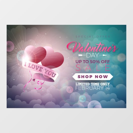Romantic I Love You Valentijnsdag Limited Sale Raamsticker (Vel)