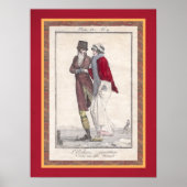 Romantic  Ice Skating Antiek Engraving Poster (Voorkant)