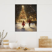 Romantic Ice Skating Couple Christmas Wall Art Poster (Keuken)