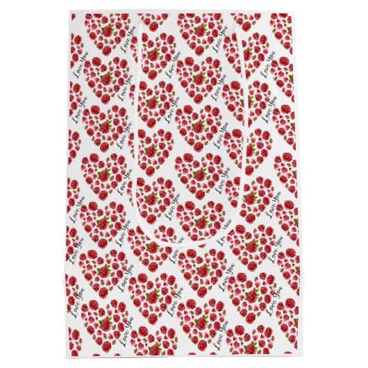 Romantic Ik hou van rode rozen. Medium Cadeauzakje (Achterkant)