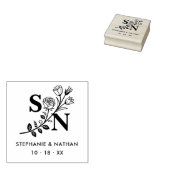 Romantic Initials Wildflowers Branches Wedding Rubberstempel (Gestempeld)