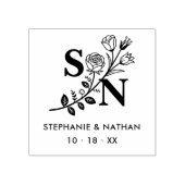 Romantic Initials Wildflowers Branches Wedding Rubberstempel (Afrduk)