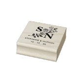 Romantic Initials Wildflowers Branches Wedding Rubberstempel (Stempel)