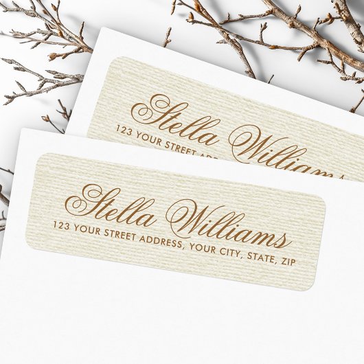 Romantic iory linen calligraphy script address etiket