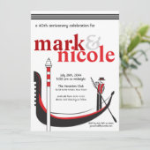 Romantic Italy Gondola Invitation Kaart (Staand voorkant)