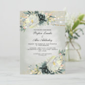 Romantic Ivory Blauwgroen Waterverf Floral Sage Gr Kaart (Staand voorkant)