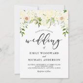 Romantic Ivory Cream Floral Waterverf Wedding Kaart (Voorkant)