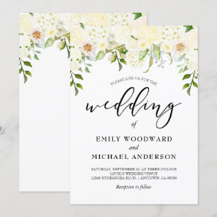 Romantic Ivory Cream Floral Waterverf Wedding Kaart