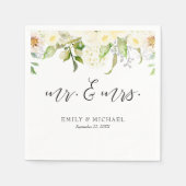 Romantic Ivory Cream Floral Waterverf Wedding Servet (Voorkant)