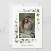 Romantic Ivy and Floral Frame Wedding Photo Kaart (Voorkant)