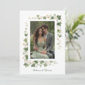 Romantic Ivy and Floral Frame Wedding Photo Kaart (Staand voorkant)