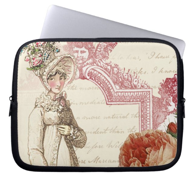 Romantic Jane Austen feminine fijn roze Laptop Sleeve (Voorkant)