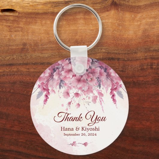 Romantic Japan Pink Cherry Blossom Circular Sleutelhanger (Voorkant)