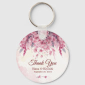 Romantic Japan Pink Cherry Blossom Circular Sleutelhanger (Achterkant)
